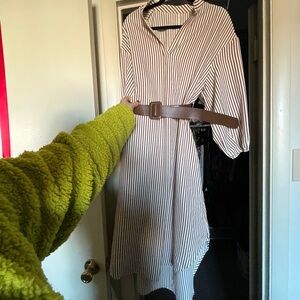 Cupshe Long Sleeve Striped Dress with Brown Belt